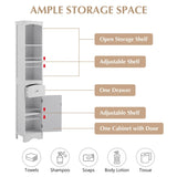 Tall Bathroom Cabinet, Freestanding Storage Cabinet with Drawer, MDF Board, Adjustable Shelf, White 18363202
