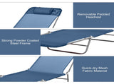Folding Chaise Lounge Pool Chair, Patio Sun Tanning Chair, Outdoor Lounge Chair with 6-Position W2225141506