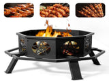 35" Octagonal Sheet Assembled Fire, Black Heavy Duty Wrought Iron Wood Fire 23693608
