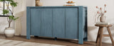 TREXM Buffet Cabinet with Storage, 4-Door Retro Wood Sideboard with Distressed Finish and Adjustable N715P204444M