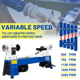 Benchtop Lathe 10" x 18" Lathe Machine 5 Variable Speeds 500/750/1150/1800/3200RPM Mini W46563696