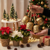 4PCS Set Christmas Bells Decorations 5.5x5.5x7.5in Iron Hanging Ornaments Holiday Party Tree Decor 84572529