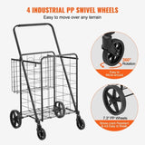 Folding Shopping Cart, Jumbo Grocery Cart with Double Baskets, 360&deg Swivel Wheels, Heavy Duty W2181P365208