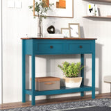 Farmhouse Style Console Table 2 Drawer and Bottom Storage Shelf for Entryway, Rustic Side Table W2557P271250