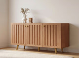 46.9" W Fluted 3-Door Sideboard Buffet Cabinet with 3 Shelves, Oak B2757P605811