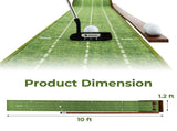 10ft Golf Putting Mat - Automatic Ball Return, 3 Hole Sizes , BrownGreen 52404563