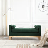 53.5"W Elegant Upholstered Bench, Ottoman with Wood Legs & Bolster Pillows for End of Bed, Bedroom, W1852137241