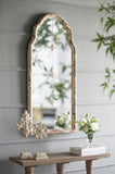 22" x 48" Large Cream & Gold Framed Wall Mirror, Wood Arched Mirror with Decorative Window Look for W2078P155651