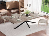 55.11"-70.86"Retro Rectangular Stretch Dining Table, Grey Carole Top With Same Color Embossed Center W757P437309