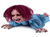 Halloween Animatronic Crawling Girl Prop, Voice Activated with Flashing Red Eyes & Scary Sounds, 28 06450667