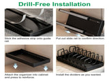 Adjustable Carbon Steel Sliding Cookware Storage Rack, Anti-Rust Pull Out Pan Lid Holder for Cutting 99423598