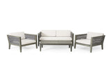 4-Pieces Acacia Wood Patio Furniture, Outdoor Furniture with Coffee Table, Patio Conversation N780P171148F