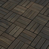 Acacia Wood Interlocking Deck Tiles Checker Pattern, 30 PCS 12" x 12" Dark Brown Square Acacia W2391P287689