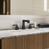 Matte Black Widespread Bathroom Faucet, Waterfall Bathroom Faucets for Sink 3 Hole, 2-Handles Modern T3177P277508