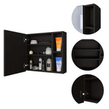 Medicine 18H" Single Door Cabinet, Two External Shelves, Three Interior Shelves , Black B097133142