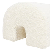 Bridge 16" Arched Upholstered Footstool Ottoman, Ivory White Boucle B2719P238430