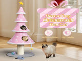 59in Large Tall Christmas Tree Cat Tower 2 Cat Condos & Scratching Post, Soft Fleece Cat Tree 91734077