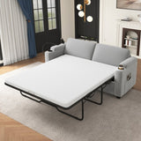 72.8" Corduroy Sleeper Sofa Loveseat Sofa with Full Size Mattress, USB Ports, Cup Holders, N719P208880E