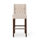 Modern Minimalist Metal Leg Stool, Beige, 30" Height, High Density Fabric Seat, Commercial Grade 70678.00FBGE