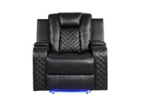 LED & Power Recliner Chair Made With Faux Leather in Black 659436350137