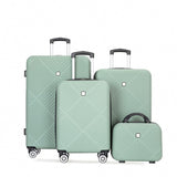 4-piece ABS lightweight suitcase, 14 inch makeup box, aircraft wheels OLIVE GREEN W284P149259