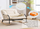 Corduroy Nursery Rocking Chair w/ Pull-out Footrest, 100&deg-160&deg Adjustable Backrest, Oversized 54625236