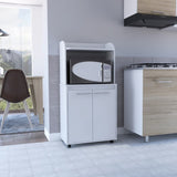 Kira Kitchen Kart, Double Door Cabinet, One Open Shelf, Two Interior Shelves -White B20091922