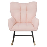 ZNTS Teddy Fabric Rocking Chair, Modern Rocking Accent Chair for Nursery, Living Room, Bedroom, Pink W2740P221083