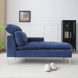 55" Chaise Lounge Indoor,Upholstered Furniture Lounge Chair with Left Armrest & Lumbar Pillow, W1117P226067