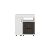 San Diego 54" Wide Two Drawer Expandable Desk with Seven Shelves and Casters White - Dark Walnut B200P286949