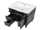 24 Inch Bathroom Vanity with Sink, Black Freestanding Bathroom Cabinet with Flip Drawer, Adjustable 84849124