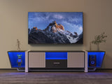 TV Console with Large Storage Cabinets, Biplane Shape Design LED TV Stand with Remote Control, W1701P164320