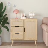 Modern Rattan Wood Dresser Wood Storage Cabinet Sideboard for Bedroom, Living Room, Entryway, W808P212693