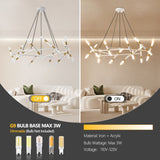 White & Golden Modern Chandelier Light Fixture, Branch Design with Frosted Tubes, Black Cords, W1340P233170