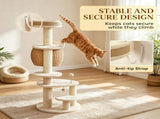 Cat Tree 52 Inch Cat Tower with Handwoven Cattail Condo Bed Platforms 3 Scratching Posts 3 Toy Balls 82785661