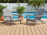 Outdoor Wooden Folding Adirondack Chair Set of 2 with Pre-Assembled BackRest, Wood Patio Chair for W2640P470154