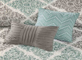 6 Piece Printed Quilt Set with Throw Pillows Aqua King/Cal King B03597395