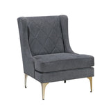 Modern Luxury Dark Gray Chenille Upholstery Wingback Accent Chair 1pc Gold Finish Metal Legs Pocket B011P308541