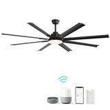 ZNTS 72 Inch Modern Large Design Ceiling Fans With Smart Remote Control 6 Wind Speed DC Motor Black for W934P262456