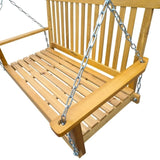 Front Porch Swing with Armrests, Wood Bench Swing with Hanging Chains,for Outdoor Patio ,Garden W49543723
