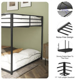 ZNTS Adam Sturdy Full over Full Bunk Bed Metal Black for Kids and Adult, Low Profile Full over full bunk B083P170088