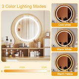 ZNTS Makeup Vanity Desk 3 Adjustable Lighted Mirror solid wood table feet , Dressing Table Set 08035999