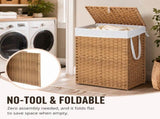 90L/110L Laundry Hamper with, No Install Needed, Synthetic Rattan Clothes Laundry Basket with 64513006