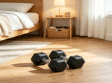 Hex Rubber Dumbbell Set No-Roll Hexagonal End Construction for Strength Training 74051487