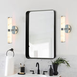 Resin Imitation Marble and Chrome Wall Sconce, Set of 2,Modern Vertical Light Fixture for Bathrooms, W1340P189552