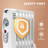 Compact Oil-Filled Heater - 700W Power, 360&deg Convection Heat, Multiple Safety Protections, 94798866