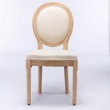 ZNTS A&A Furniture,French Style Solid Wood Frame Antique Painting Linen Fabric Back Dining Chair,Set of W1143141070