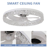 ZNTS Modern Acrylic Ceiling Fan Light with Remote Control, Dimmable LED Chandelier, 6-Speed Adjustable, W1340P200008