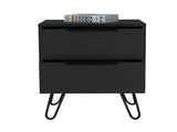 2 Nightstand, Hairpin Legs, Two Drawers, Black B097132918