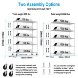 ZNTS 5 Tier 6000lbs Heavy Duty Adjustable Storage Rack Metal Shelf Wire Shelving Unit with Wheels & Shelf W155083058